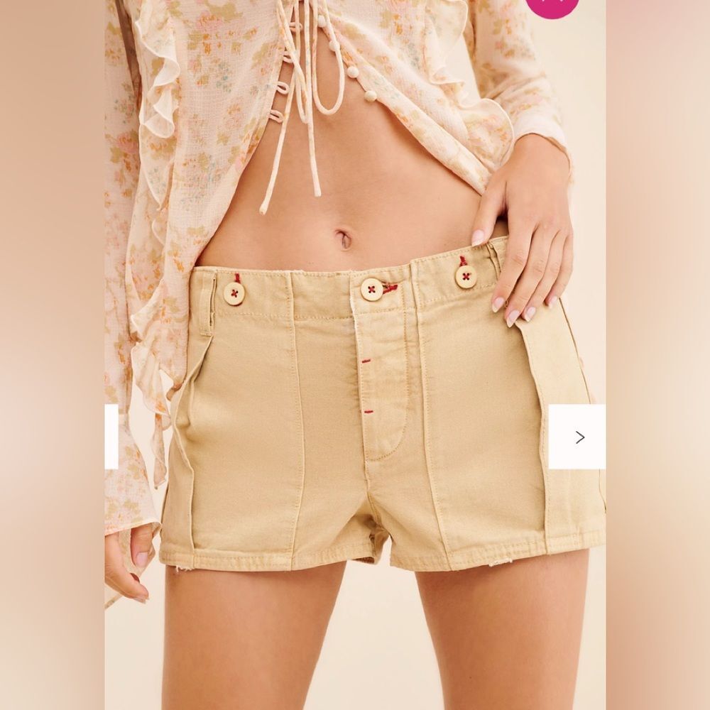 NWOT Free People All Yours Micro Cargo Shorts 6 Khaki Low Rise Y2K